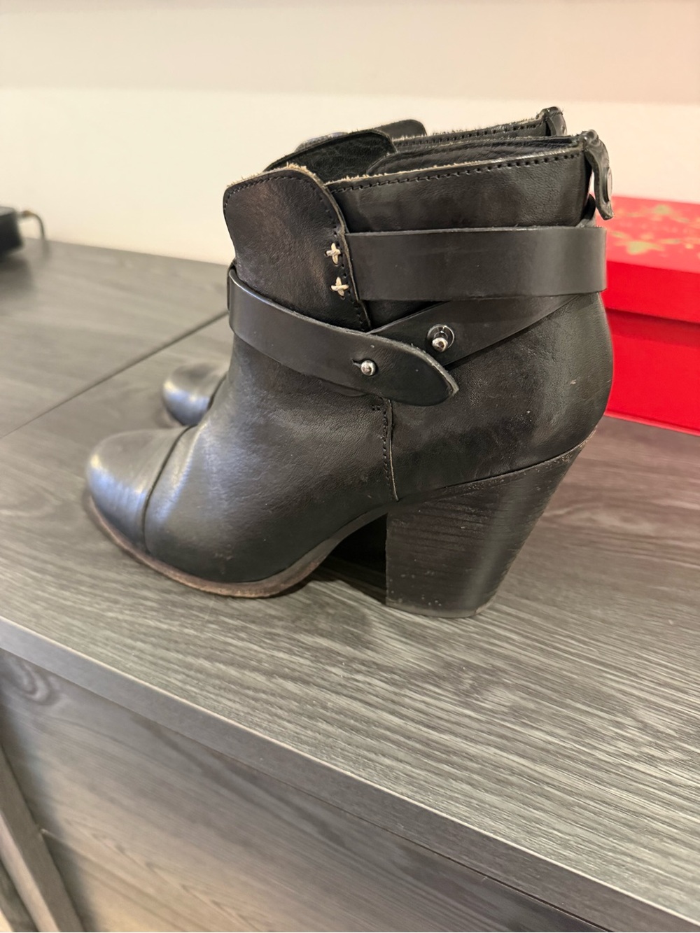 rag & bone Black Leather Ankle Boot (Harrow style)
